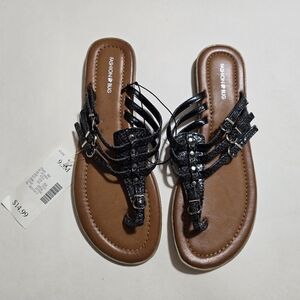 New Womens Black/gray Strappy Sandals Size 9.5